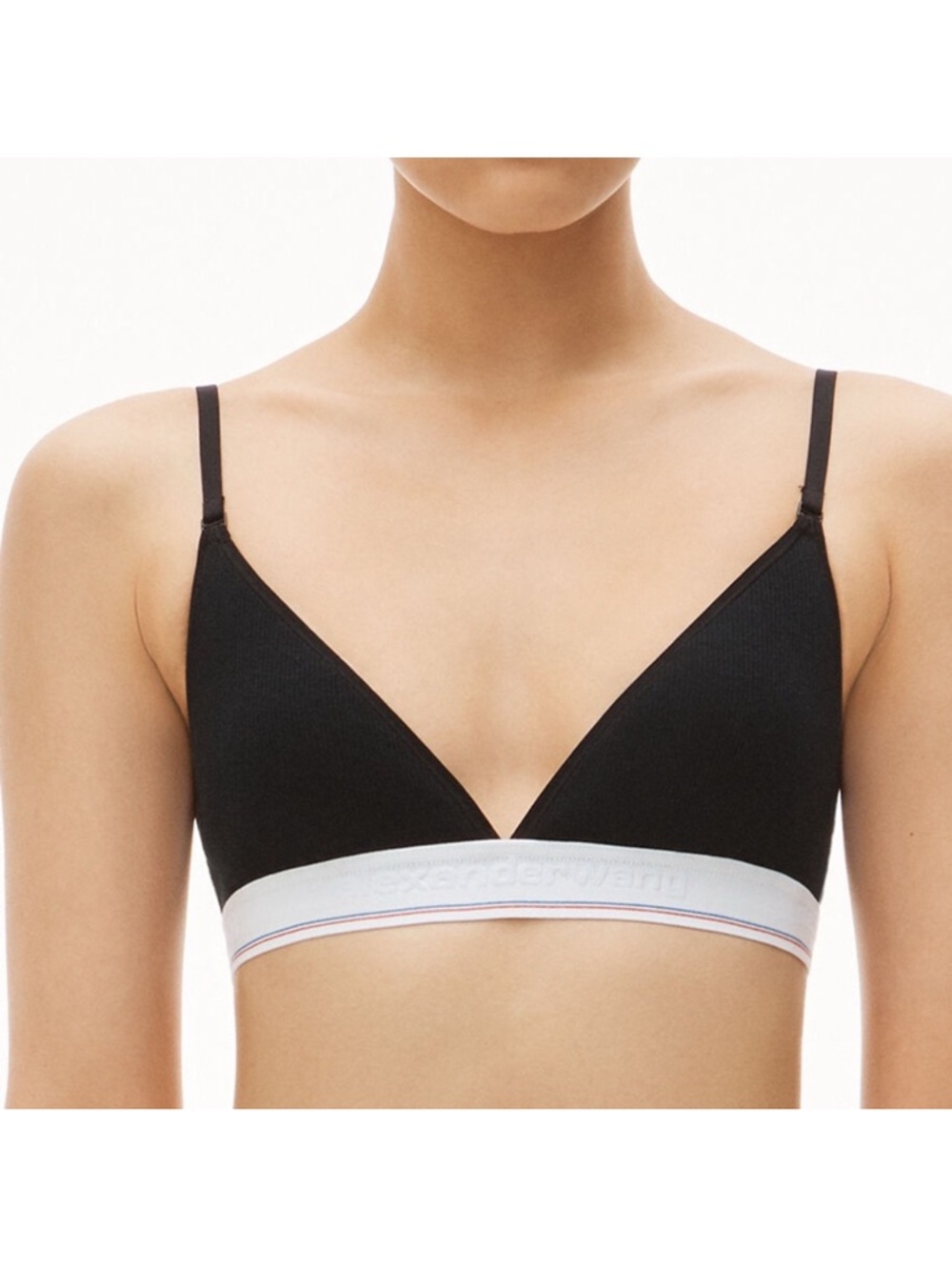 Alexander Wang Black Triangle Bralette with White Contrast Band